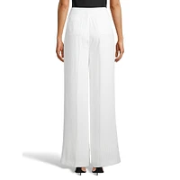 Pinstriped Pleated Wide-Leg Trousers