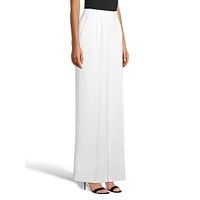 Pinstriped Pleated Wide-Leg Trousers