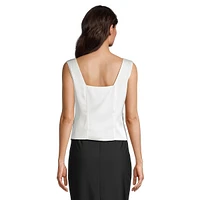 Sleeveless Squareneck Draped Satin Top