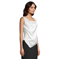 Sleeveless Squareneck Draped Satin Top