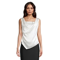 Sleeveless Squareneck Draped Satin Top