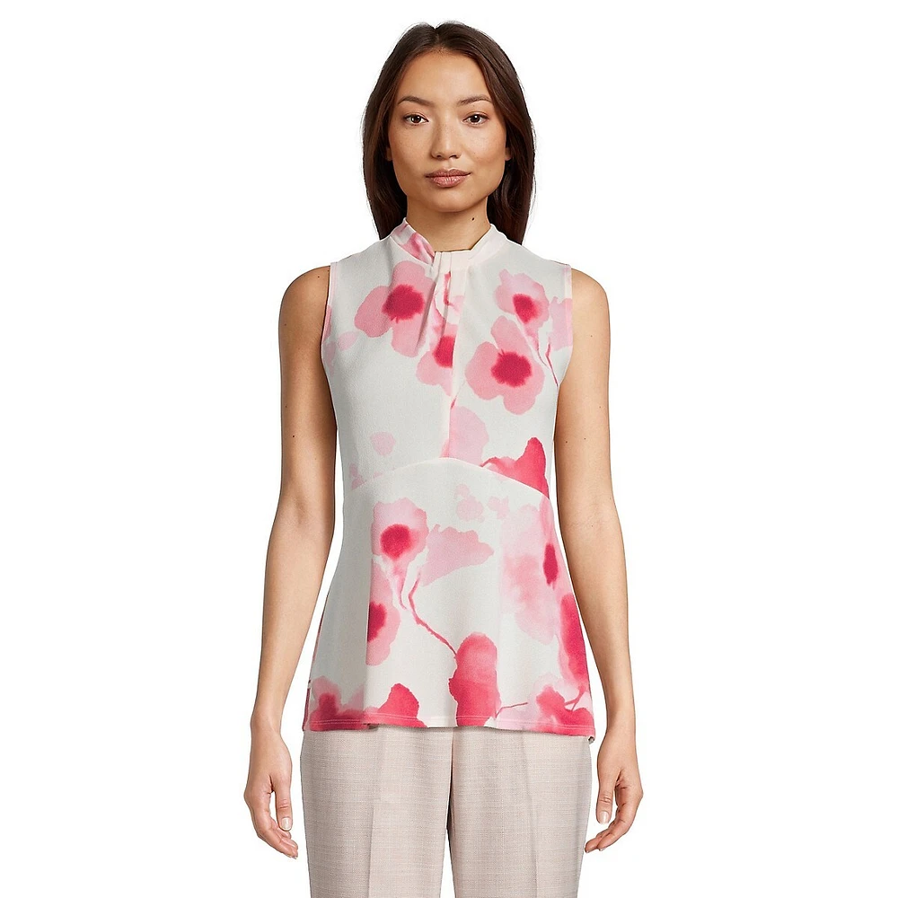 Floral Sleeveless Twist-Front Top