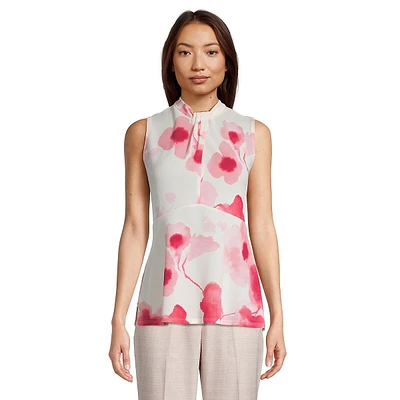 Floral Sleeveless Twist-Front Top