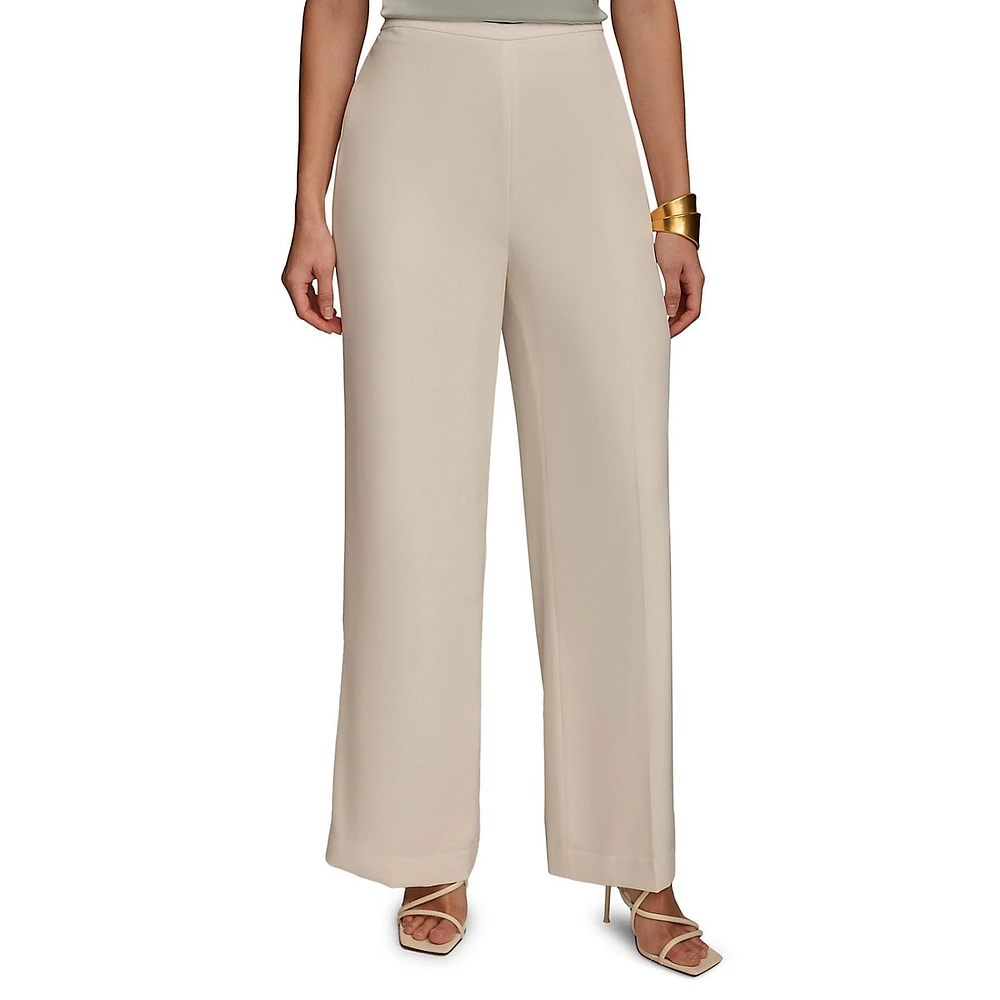 Flat-Front Wide-Leg Pants