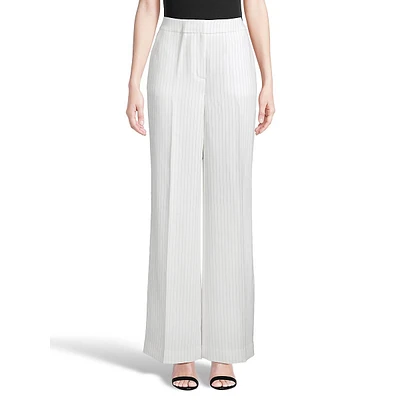 Pinstriped Wide-Leg Trousers