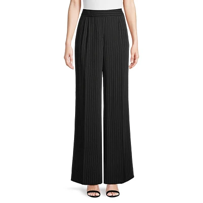 Pinstriped Wide-Leg Trousers