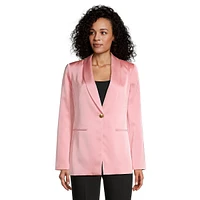 Satin Shawl-Collar Blazer