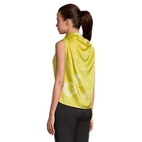 Draped Sleeveless Watercolour-Print Top