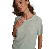 Side-Tie Short-Sleeve Print Top