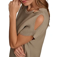 Dolman Keyhole Hardware Knit Top