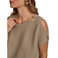 Dolman Keyhole Hardware Knit Top