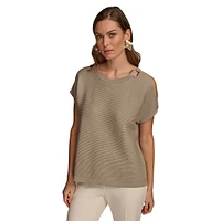 Dolman Keyhole Hardware Knit Top