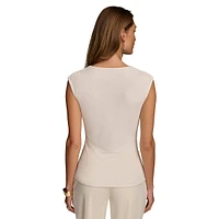 Sleeveless Cowlneck Draped Top