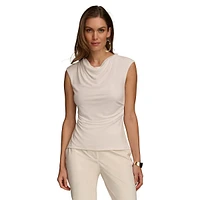 Sleeveless Cowlneck Draped Top