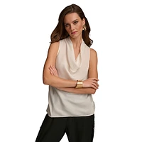 Haut en satin sans manches à col bénitier