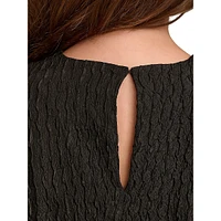 V-Wire Textured Cap-Sleeve Top