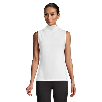 Sleeveless Gathered Mockneck Top