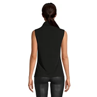 Sleeveless Gathered Mockneck Top