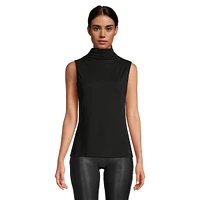 Sleeveless Gathered Mockneck Top