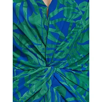 Tropical Print Front-Twist Midi Dress