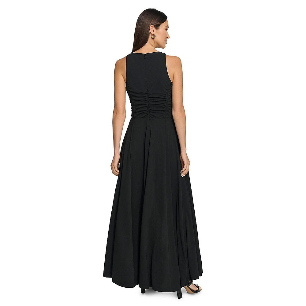 Sleeveless Bustier-Ruched Maxi Dress