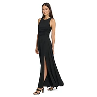 Sleeveless Bustier-Ruched Maxi Dress