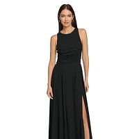 Sleeveless Bustier-Ruched Maxi Dress