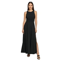 Sleeveless Bustier-Ruched Maxi Dress