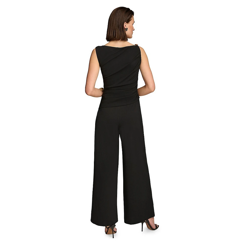 Asymmetrical Shoulder-Trimmed Jumpsuit