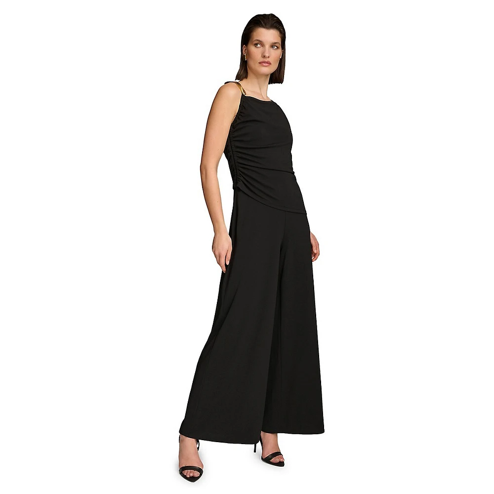 Asymmetrical Shoulder-Trimmed Jumpsuit