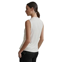 Sleeveless Twist-Neck Knit Top