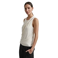 Sleeveless Twist-Neck Knit Top