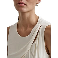 Sleeveless Twist-Neck Knit Top