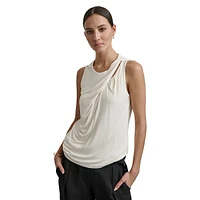 Sleeveless Twist-Neck Knit Top