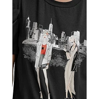 Cityscape Graphic Puff-Sleeve T-Shirt