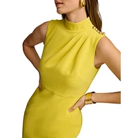 Sleeveless Shoulder-Button Sheath Dress