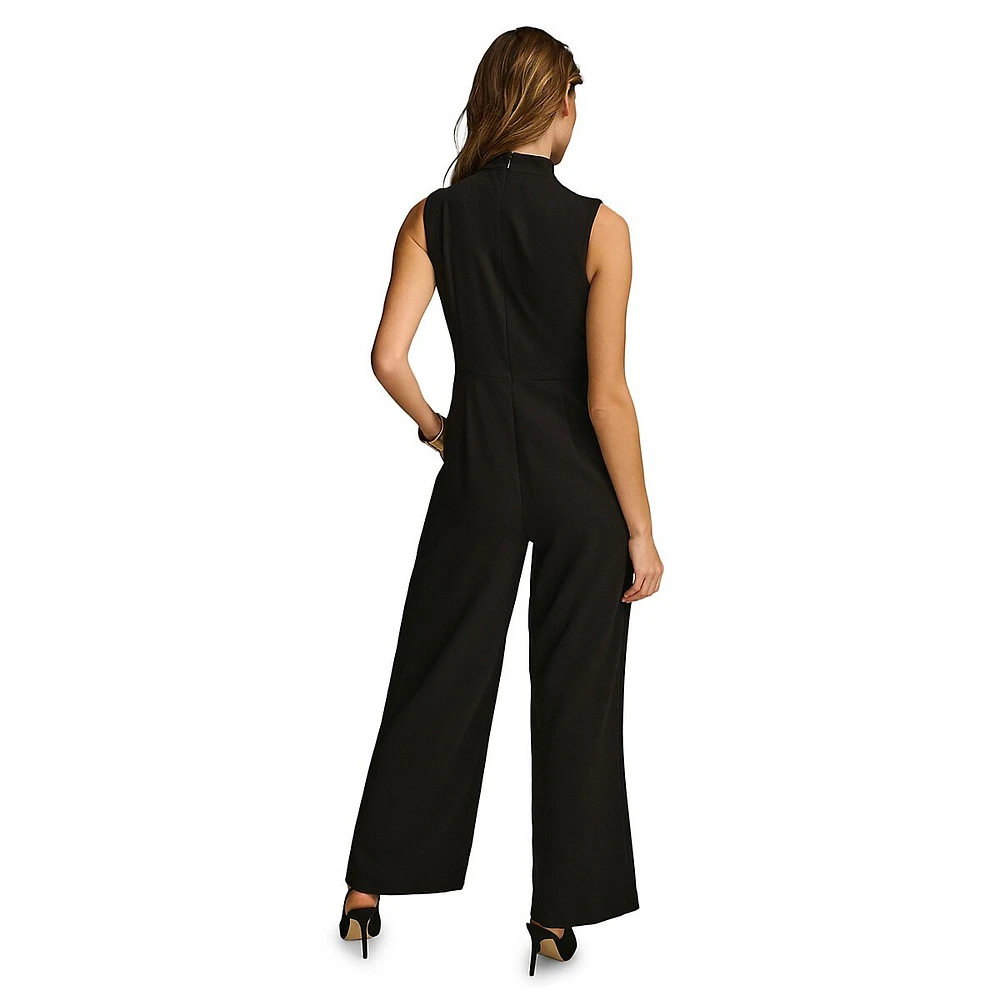 Mockneck Sleeveless Wide-Leg Jumpsuit