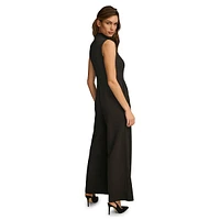 Mockneck Sleeveless Wide-Leg Jumpsuit