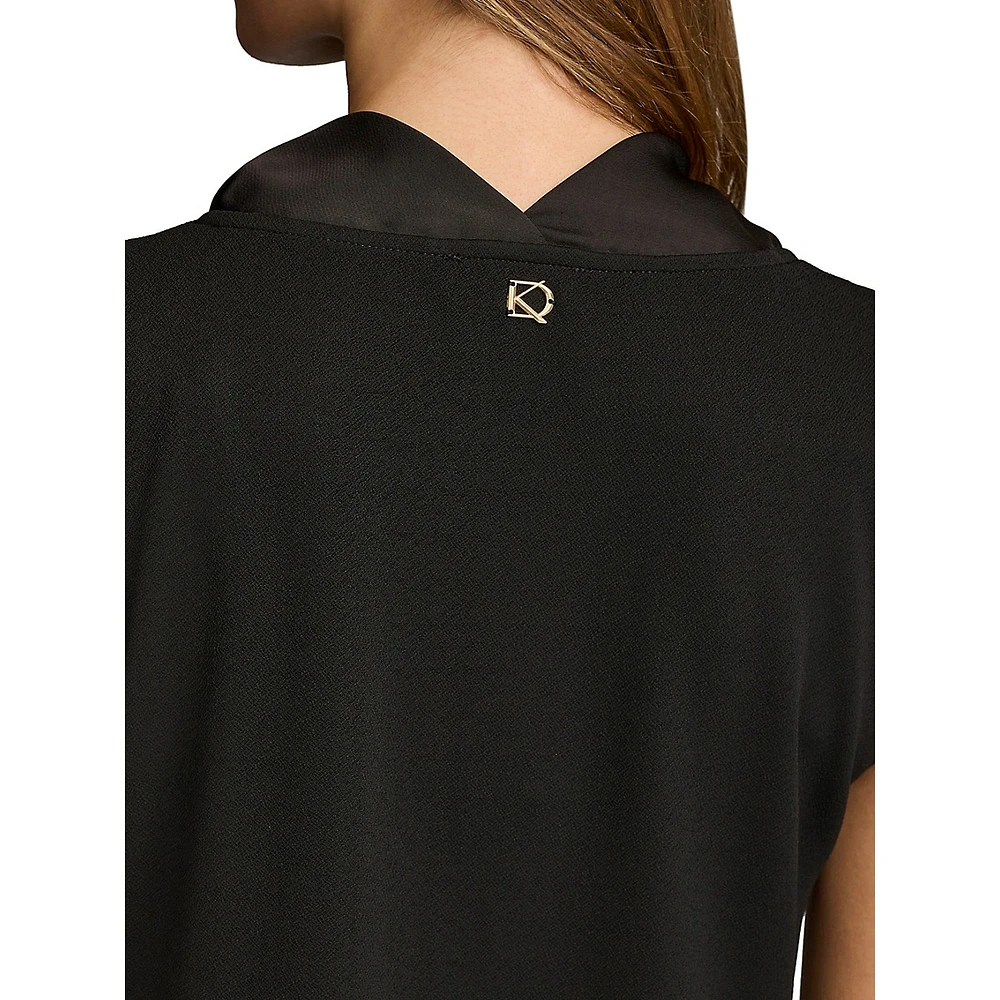 Cowl-Neck Cap-Sleeve Top