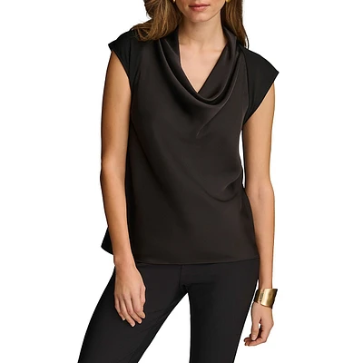 Cowl-Neck Cap-Sleeve Top