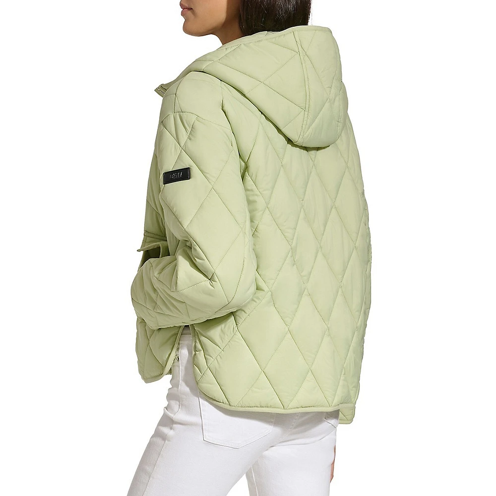 Hooded Diamond Quilt Jacket