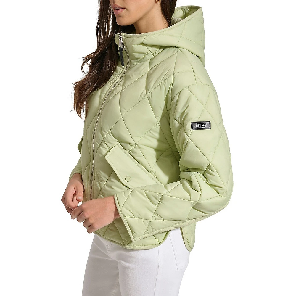 Hooded Diamond Quilt Jacket