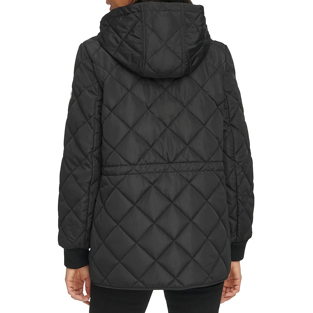 Hooded Diamond Quilt Jacket