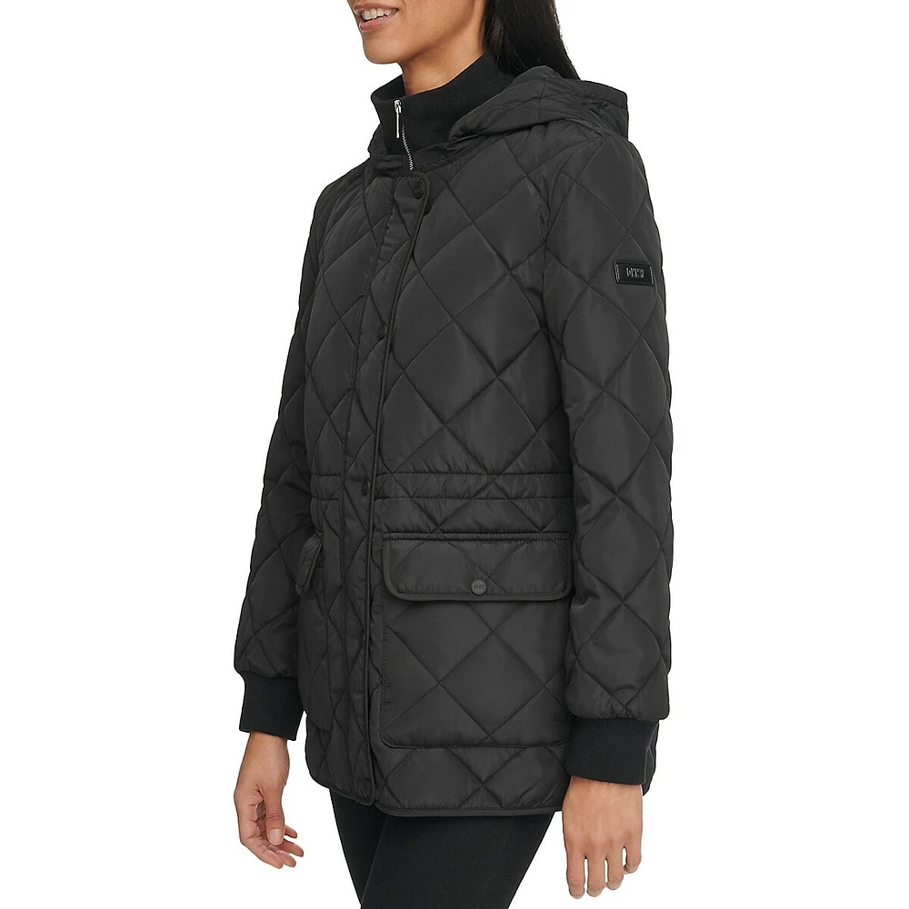 Hooded Diamond Quilt Jacket