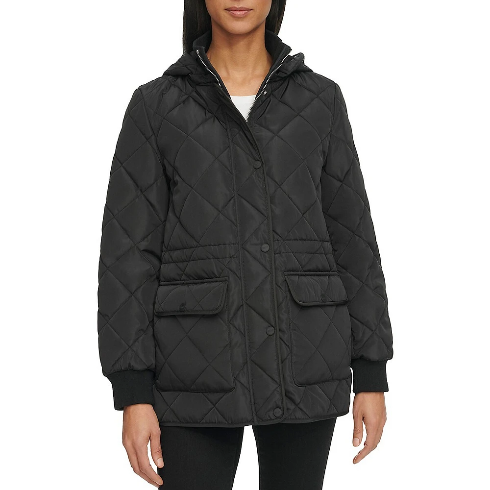 Hooded Diamond Quilt Jacket