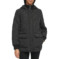 Hooded Diamond Quilt Jacket