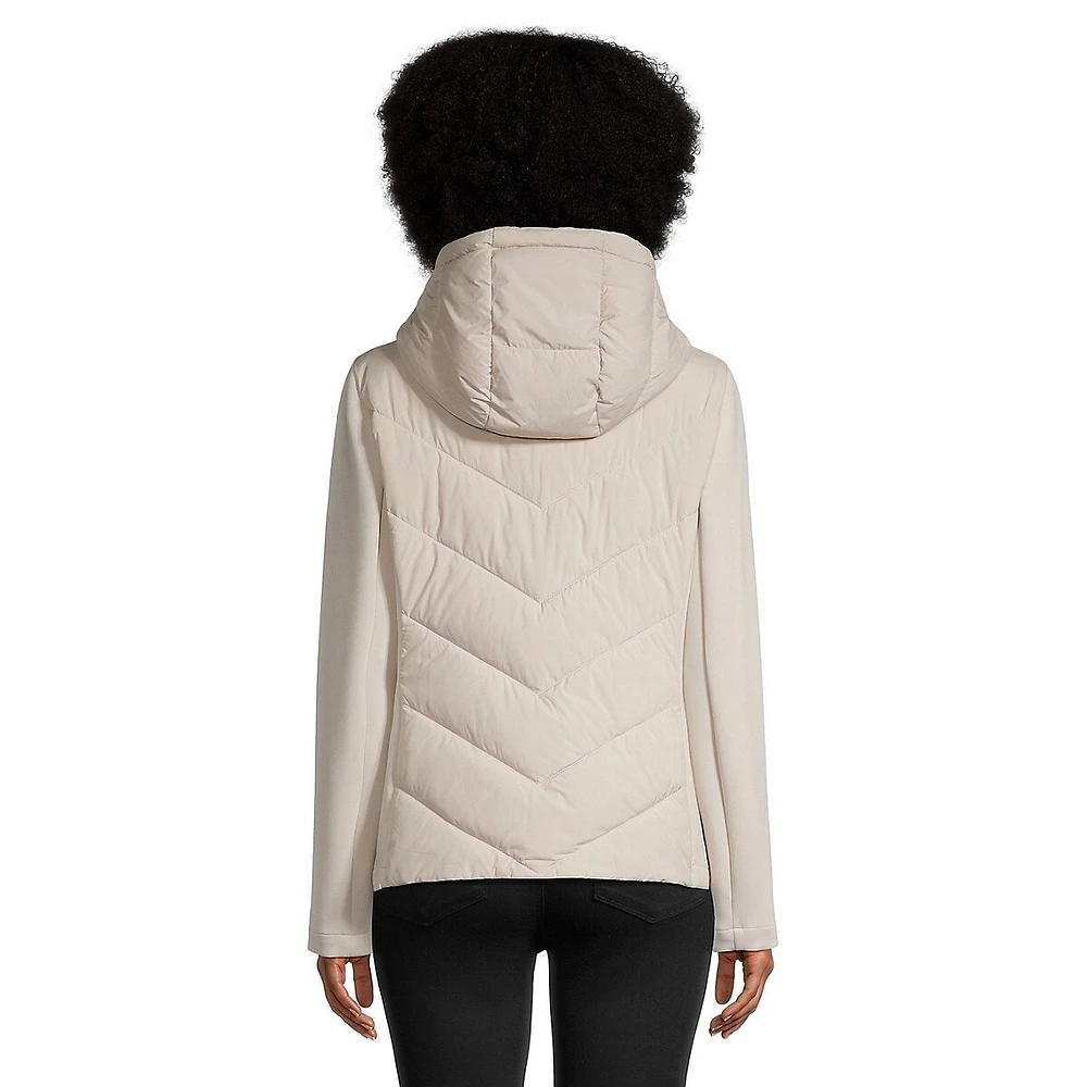 Chevron-Quilted & Scuba Hooded Jacket