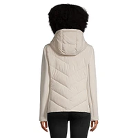Chevron-Quilted & Scuba Hooded Jacket