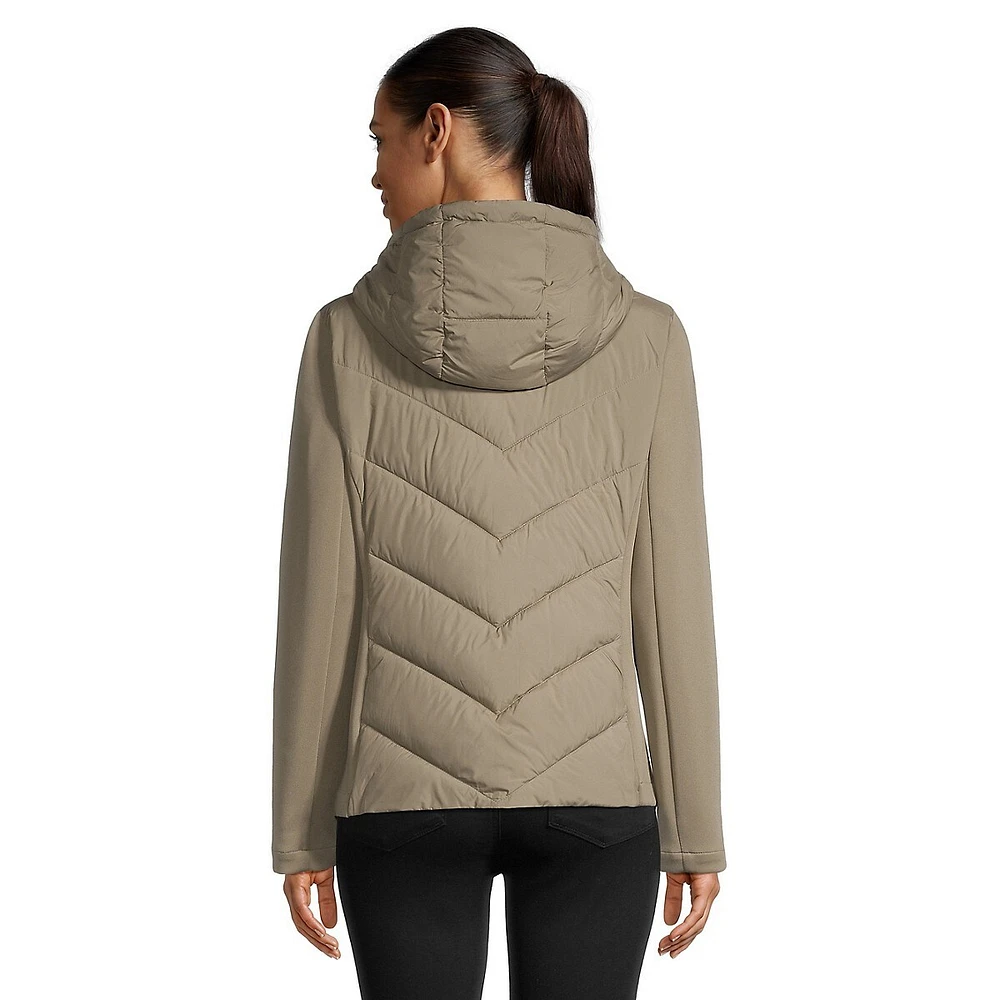 Chevron-Quilted & Scuba Hooded Jacket