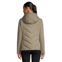 Chevron-Quilted & Scuba Hooded Jacket